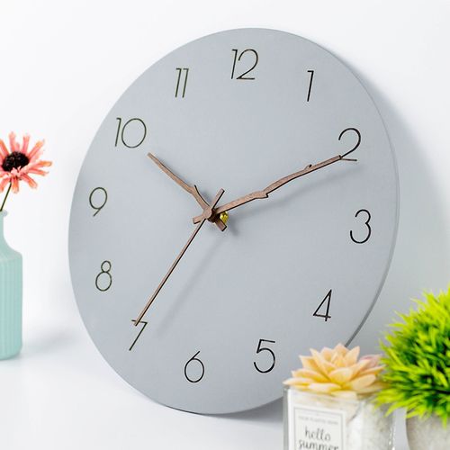 30cm-modern Minimalist Cement Grey Wooden Wall Clock Silent Fashion Cross Border Clock