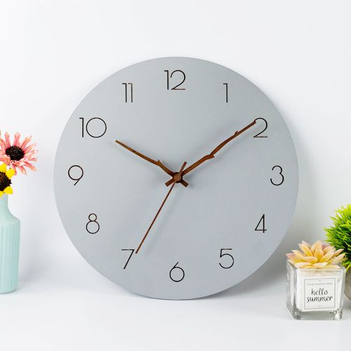 30cm-modern Minimalist Cement Grey Wooden Wall Clock Silent Fashion Cross Border Clock