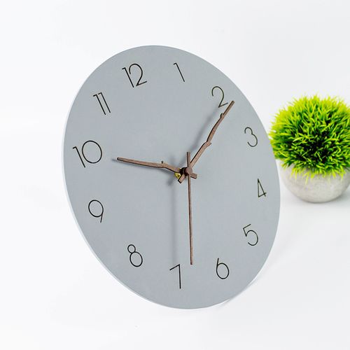 30cm-modern Minimalist Cement Grey Wooden Wall Clock Silent Fashion Cross Border Clock