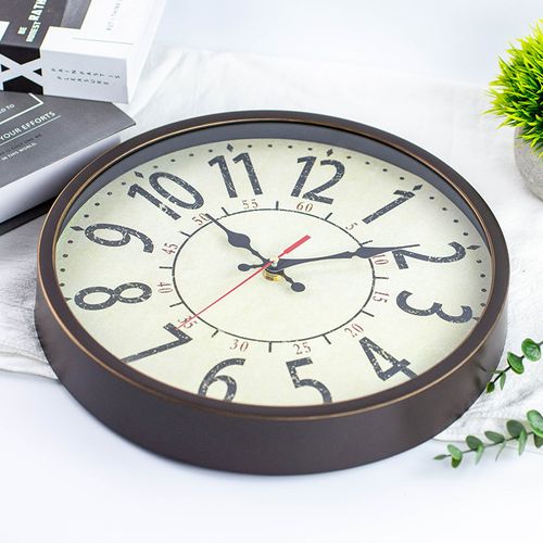 30cm-horloge Rétro Brossée Or Horloge Murale Salon Chambre à Coucher Mode Horloge Créative