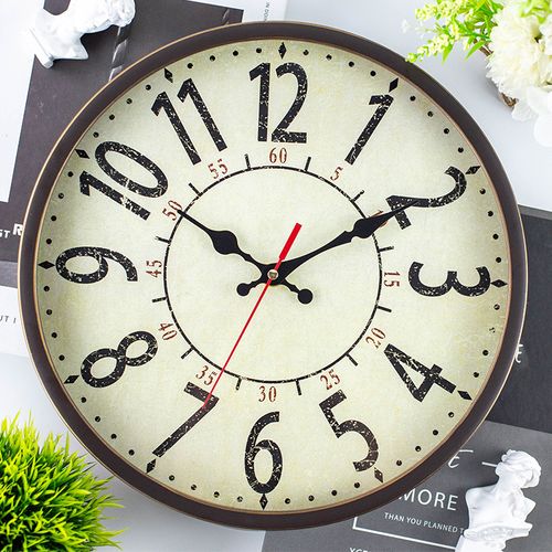 30cm-horloge Rétro Brossée Or Horloge Murale Salon Chambre à Coucher Mode Horloge Créative