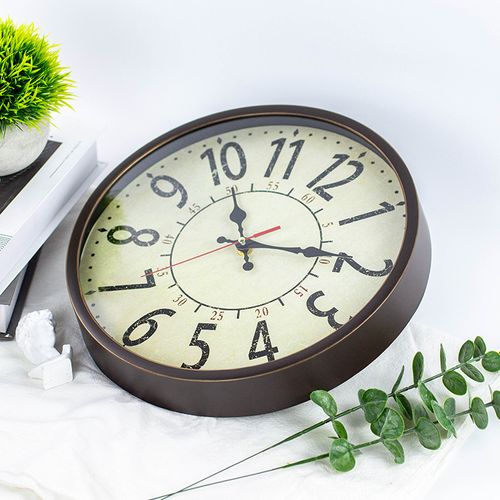 30cm-horloge Rétro Brossée Or Horloge Murale Salon Chambre à Coucher Mode Horloge Créative