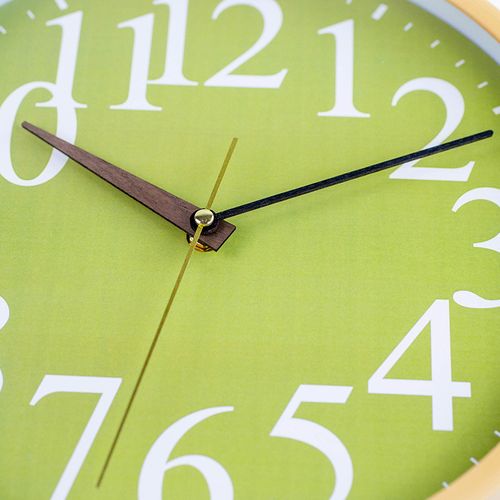 30cm-horloge Murale Simple Et Créative, Petite Horloge Verte Et Fraîche, En Faux Grain De Bois