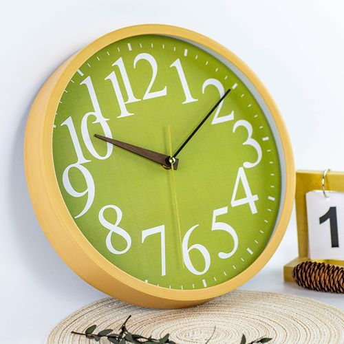 30cm-horloge Murale Simple Et Créative, Petite Horloge Verte Et Fraîche, En Faux Grain De Bois