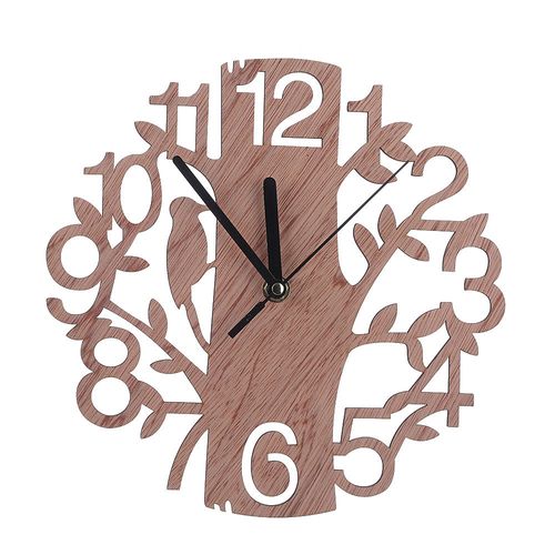 Horloge Murale à Quartz Silencieuse En Forme D'arbre, Horloge Bois Pour Decoration Maison
