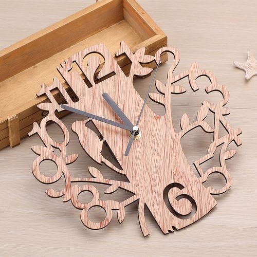 Horloge Murale à Quartz Silencieuse En Forme D'arbre, Horloge Bois Pour Decoration Maison