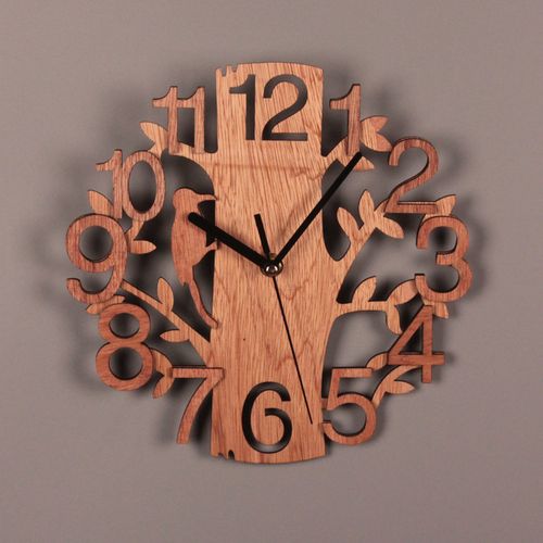 Horloge Murale Stéréoscopique Birdie, Cadran En Bois，horloge Bois Pour Decoration Maison