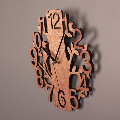 Horloge Murale Stéréoscopique Birdie, Cadran En Bois，horloge Bois Pour Decoration Maison