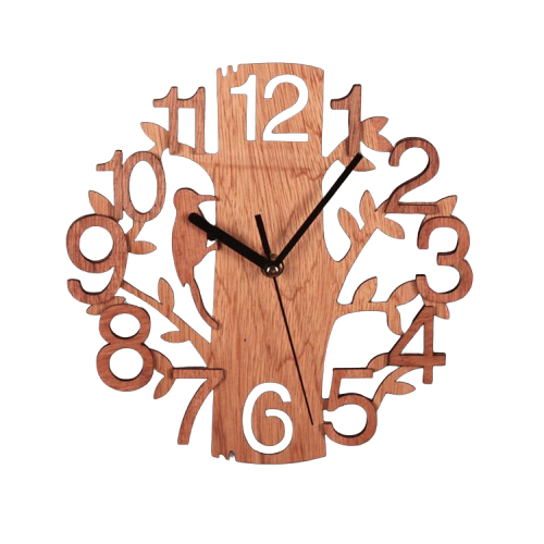 Horloge Murale Stéréoscopique Birdie, Cadran En Bois，horloge Bois Pour Decoration Maison