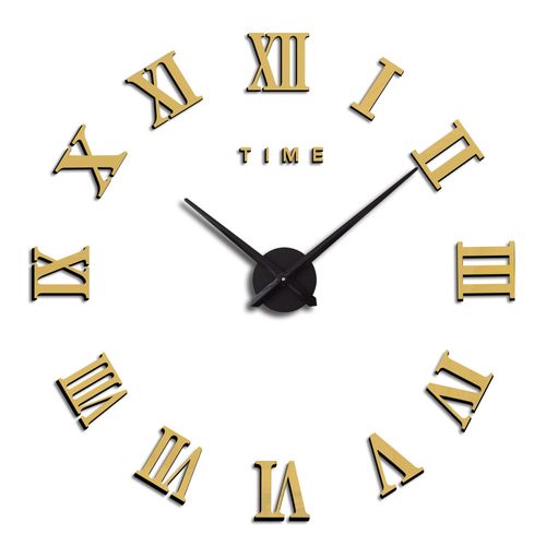 Doré Diy Grand Pendule Murale Chiffres Romains Big Montre Stickers 3d Horloge Montre Murale Home