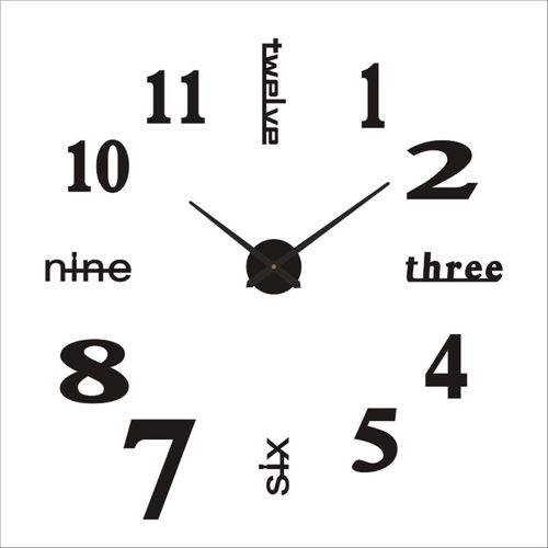 3d Horloge Murale  80-130cm , Noir, Diy Horloge Murale Digitale, Mouvement Silencieux