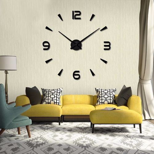 Horloge Murale Moderne Silencieuse à Monter Soi-même Noir,70-90cm , Autocollant 3d, Pour Décorat