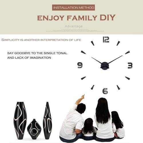 Horloge Murale Moderne Silencieuse à Monter Soi-même Argent,70-90cm , Autocollant 3d, Pour Décor