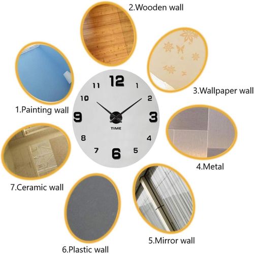 Horloge Murale Moderne Silencieuse à Monter Soi-même Or,70-90cm , Autocollant 3d, Pour Décoratio