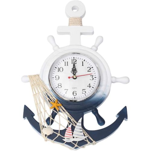 Nautique Ancre Horloge Murale Tenture Murale Ornement En Bois Bateau Bateau Volant Décor Mural