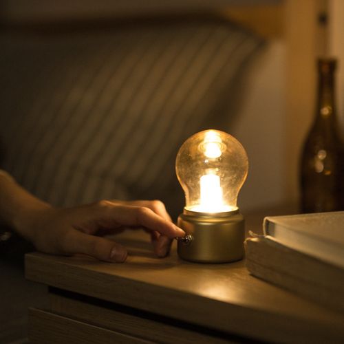 Lampe De Chevet Rétro Ampoule(d'oro), USB Rechargeable LED Night Light Mini Lampe De Chevet Lampe