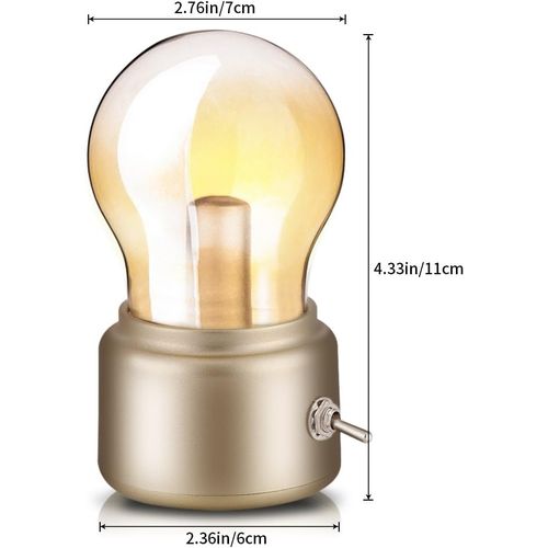 Lampe De Chevet Rétro Ampoule(d'oro), USB Rechargeable LED Night Light Mini Lampe De Chevet Lampe