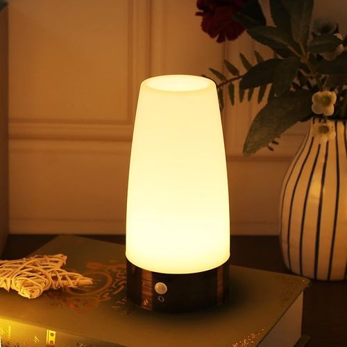 Lampe De Table, Veilleuse à LED Rétro, Lampe De Chevet Avec Détecteur De Mouvement Pir Sans