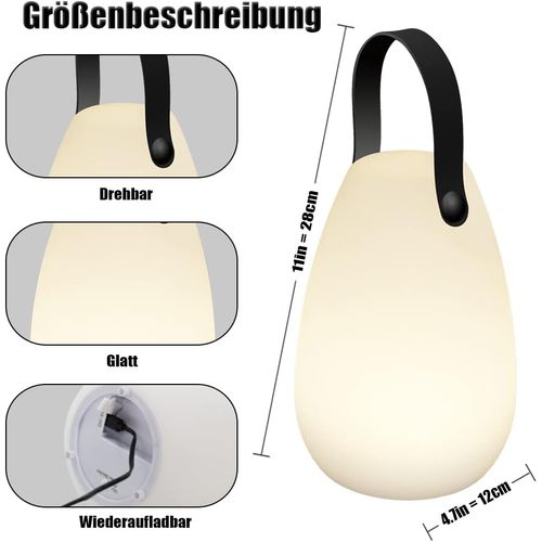 Lampe De Table Extérieure Gradable  Lampe De Table Sans Fil 8 Couleurs Avec Télécommande Portable