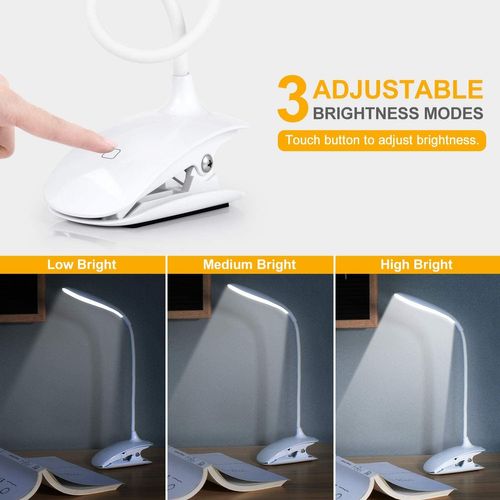 DA LIGHT Lampe De Lecture à Pince LED – 4 Températures Couleur, Variateur 300 LM, USB, Bras Flexible 360°, Idéale Lit Bureau Étude