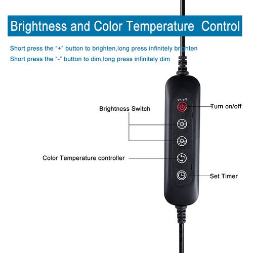 8w Lampe De Bureau Noire Avec Pince Et Adaptateur,  3 Couleur Et 10 Intensite, LED Lampe USB Flex