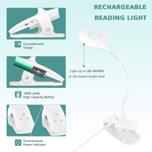 Lampe De Lecture Rechargeable 28 LED - Blanc Et Ambré