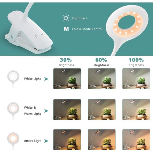 Lampe De Lecture Rechargeable 28 LED - Blanc Et Ambré