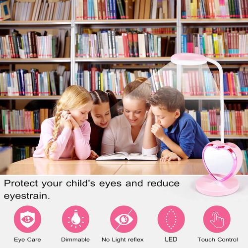 Lampe De Bureau Une LED Pour Filles, Dimmable Rose Lampe De Bureau Une LED Rechargeable Avec Port