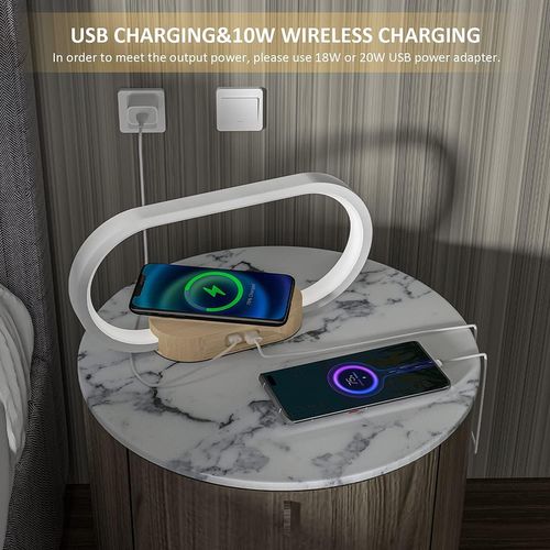 Lampe De Chevet Chargeur Sans Fil, Lampe De Chevet Tactile Avec Port USB Lampe De Table LED