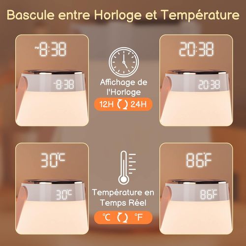 Veilleuse LED Rechargeable Avec Télécommande [réveil etminuterie etaffichage Horloge Température]