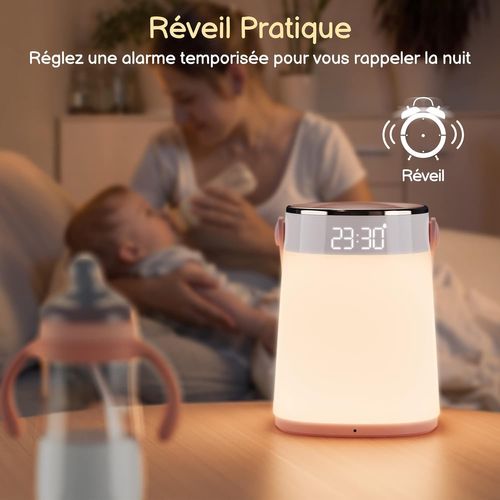 Veilleuse LED Rechargeable Avec Télécommande [réveil etminuterie etaffichage Horloge Température]