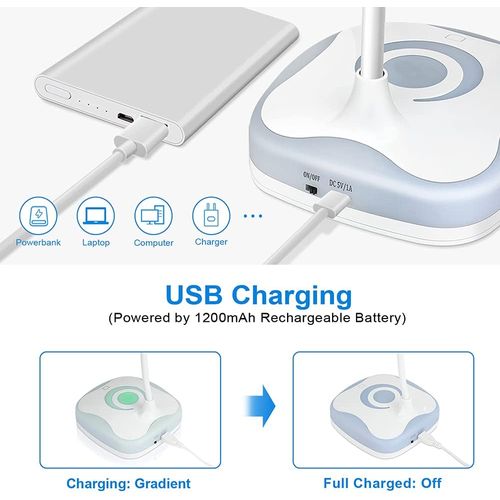 Lampe De Bureau, USB Rechargeable Cou Flexible, Protection Des Yeux, 3 Niveaux De Luminosité