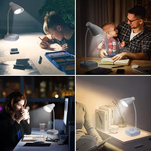 Lampe De Bureau, USB Rechargeable Cou Flexible, Protection Des Yeux, 3 Niveaux De Luminosité