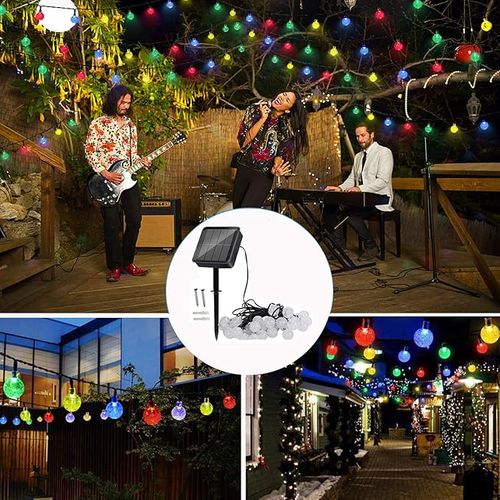 Guirlande Lumineuse Solaire à 50 LED Étanche, 8 Modes D’éclairage Pour Intérieur/extérieur, 7 M