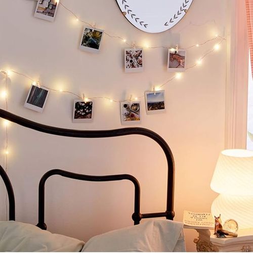 Blanc Chaud Guirlande Lumineuse Photo, 100 LED 10m Guirlande Photo Batterie Alimenté Porte Photo