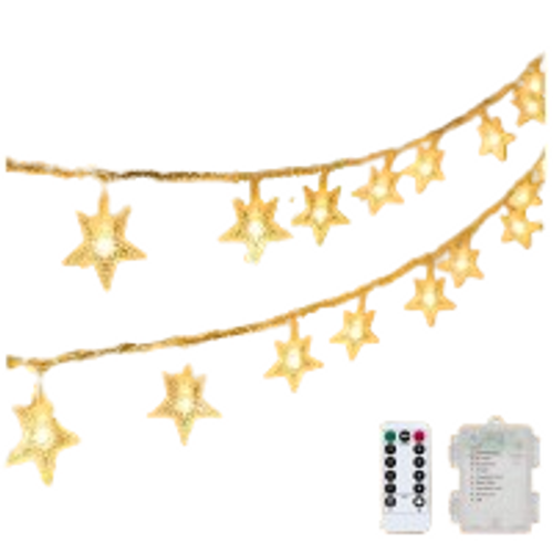 Pack De 4 (blanc Chaud) Étoile Lumière Chaîne Lumière 3m 20 LED Étoile Fée Lumière Alimenté