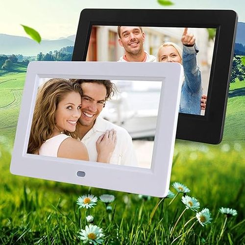 Cadre Photo Numérique 7" (blanc), Album Photo Électronique, Lecteur Vidéo USB, Cadre Photo
