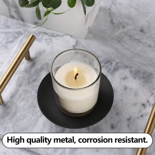 Chandelier Noir（9*1.5cm）,4 Pièces Bougeoir Plaque En Métal Candélabre Pilier Chandelier Pour Décorat