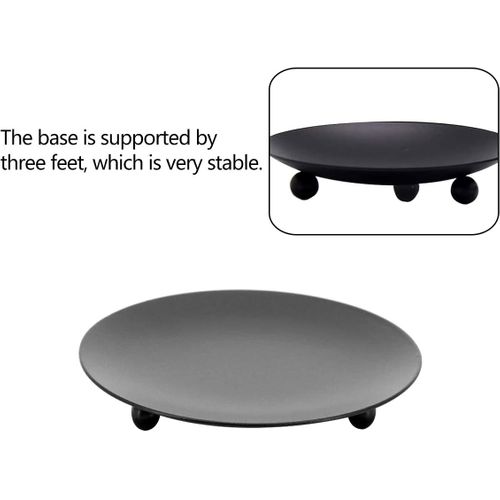 Chandelier Noir（11*2.1cm）,4 Pièces Bougeoir Plaque En Métal Candélabre Pilier Chandelier Pour Décora