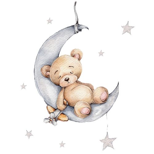 Stickers Muraux Forme D'ours Sur Les Nuages Autocollants Muraux Lune Étoile Ballon D'air Chaud