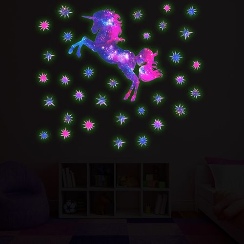 Stickers Muraux Licorne Lumineux Autocollants Muraux Mural Stickers Pour Chambre Salon Mur TV