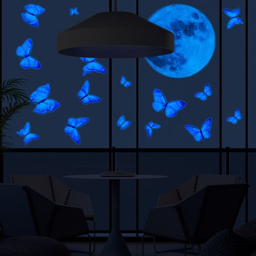 3 Pièces Stickers Muraux Papillons Lumineux Autocollants Muraux Mural Stickers Pour Chambre Salon