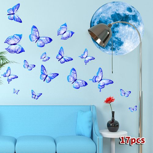 3 Pièces Stickers Muraux Papillons Lumineux Autocollants Muraux Mural Stickers Pour Chambre Salon