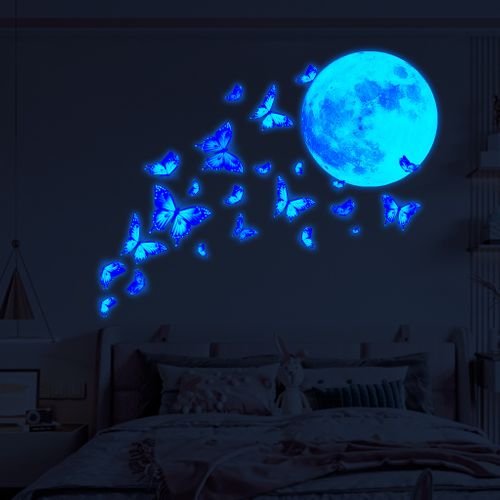 4 Pièces Stickers Muraux Papillons Lumineux Autocollants Muraux Mural Stickers Pour Chambre Salon