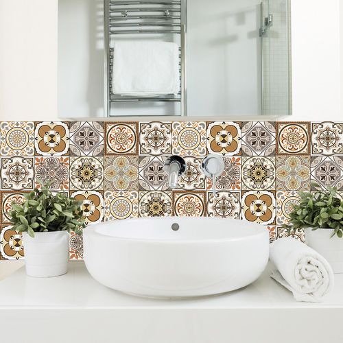 10 Pièces Papier Peint Carrelage Autocollant Tuiles De Simulation Sticker 10 X 10 Cm Style Mosaïque