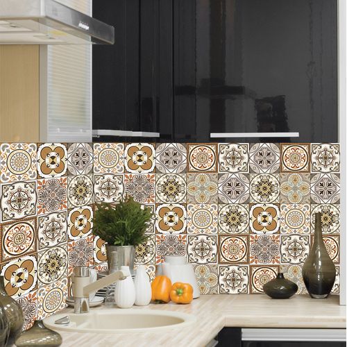 10 Pièces Papier Peint Carrelage Autocollant Tuiles De Simulation Sticker 10 X 10 Cm Style Mosaïque