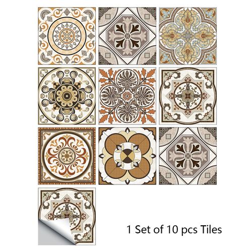 10 Pièces Papier Peint Carrelage Autocollant Tuiles De Simulation Sticker 10 X 10 Cm Style Mosaïque