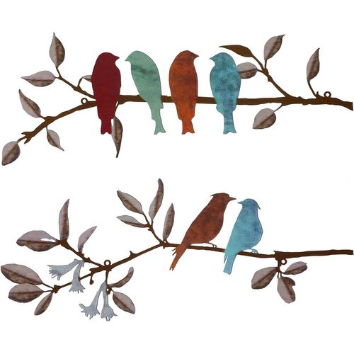 Oiseaux D'amour Sur Une Branche Décoration Murale En Métal Arbre Art Métal Oiseau Jardin Mur Art