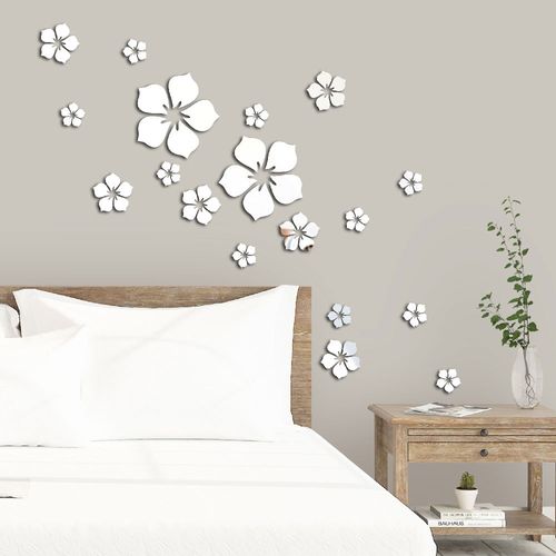 18pcs Autocollants Stickers Muraux Fleurs Décoration Murale Bricolage Pour Chambre Salon