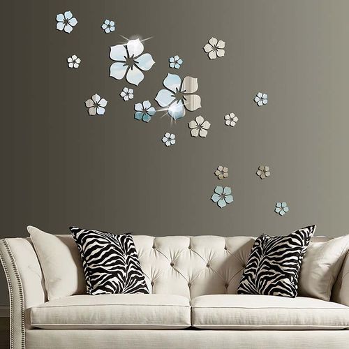 18pcs Autocollants Stickers Muraux Fleurs Décoration Murale Bricolage Pour Chambre Salon